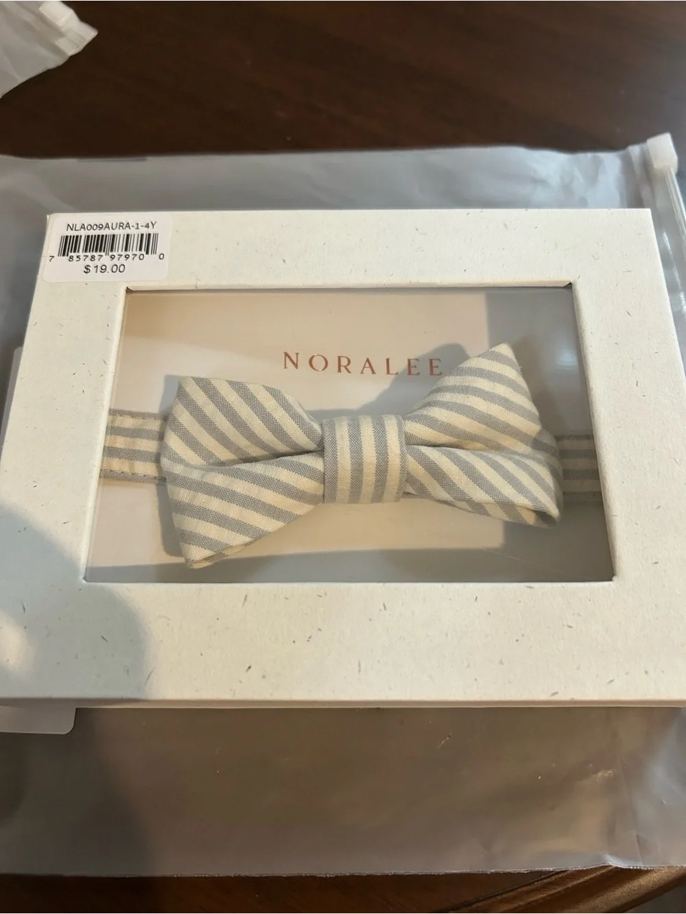 Baby Striped Bow tie- Gray & White